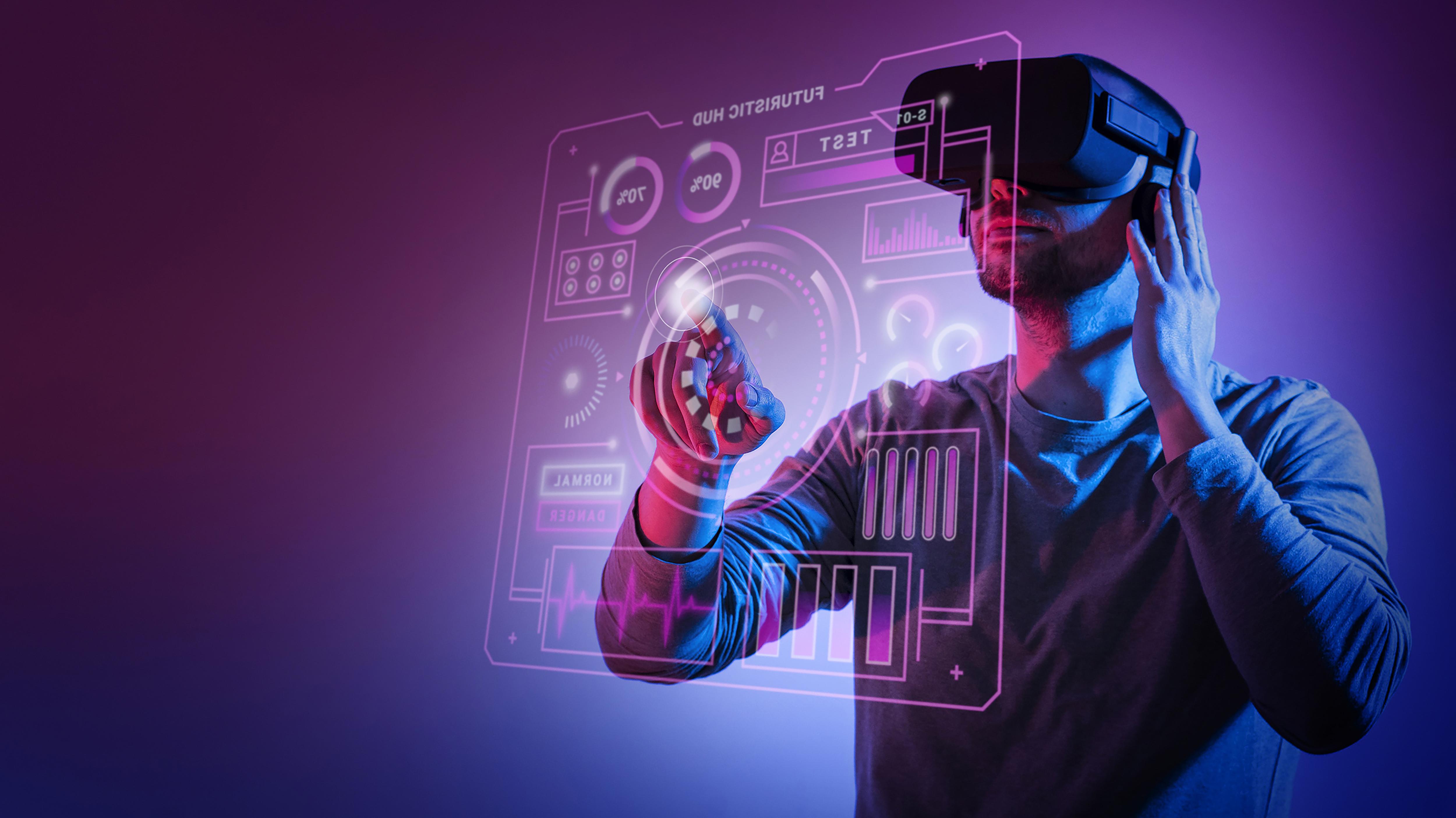 A man wearing VR glasses discussing regulatory updates in healthcare